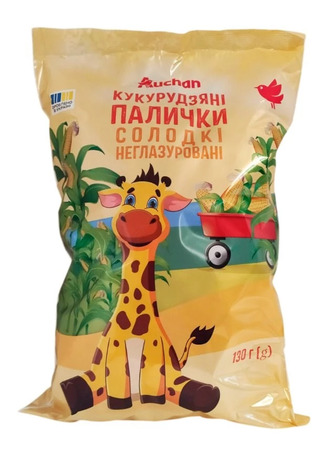 Палички кукурудзяні Auchan солодкі неглазуровані 130 г (4823090136291)