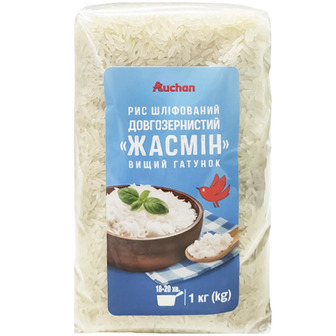 Рис Auchan жасмін довгозернистий 1кг