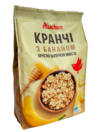 Кранчі Auchan з бананом 350 г (4823090139254)