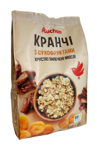 Кранчі Auchan з сухофруктами 350 г (4823090139230)