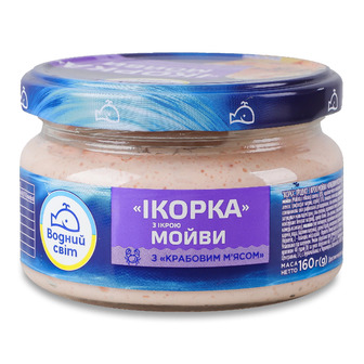 Паста Водний Світ Ікорка з ікрою мойви і крабовим м'ясом пастеризований 160 г (4820088415024)