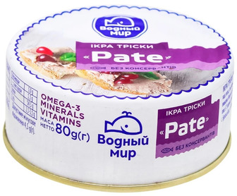 Ікра тріски Водний світ Pate, 80 г