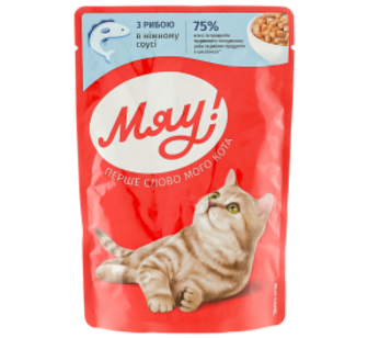 Корм Мяу Риба/печінка в соусі для котів 85г