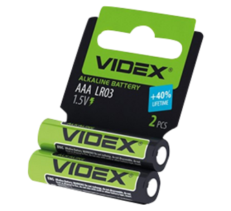 Батарейки Videx LR03/AAA 2pcs Shrink Card лужні