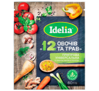 Приправа Idelia 12 овочів та трав унів.гран.60г