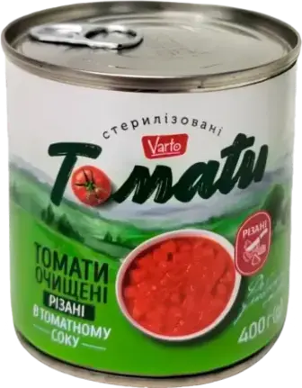 Томати Varto чищені шматочками 400 г