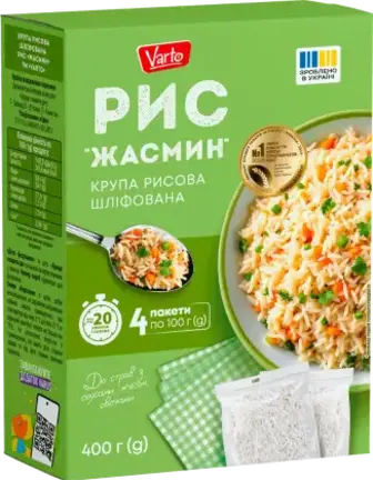 Рис Varto Жасмін шліфований довгозернистий 4х100 г