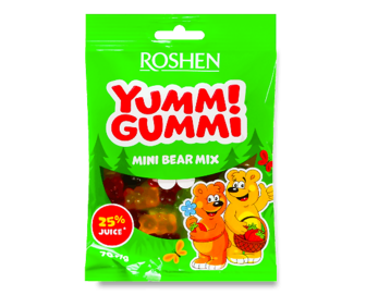 Цукерки Roshen Yummi Gummi Mini Bear Mix желейні (70г)