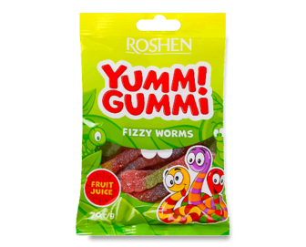 Цукерки Roshen Yummi Gummi Fizzy Worms желейні (70г)