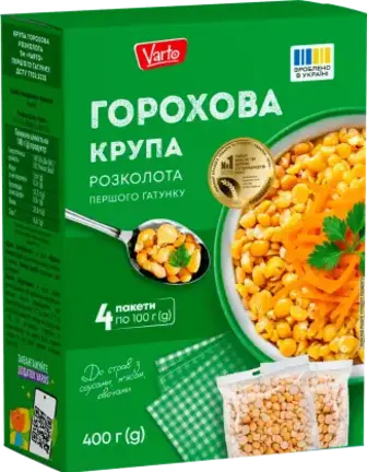 Крупа горохова Varto розколота першого гатунку 4х100 г