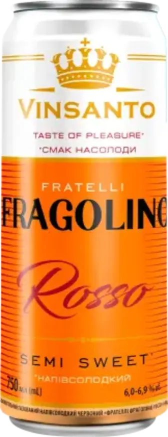 Напій винний Vinsanto Фраголіно Россо червоний напівсолодкий слабоалкогольний газований 0,33 л