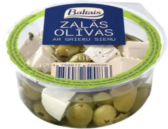 Оливки Baltais Зелені з грецьким сиром 200 г
