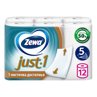Папір туалетний Zewa Just 1 5-шаровий (12шт)
