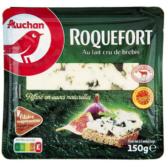 Сир Auchan Roquefort овечий 52% 150 г (3254560321656)