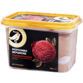 Морозиво Auchan вершкове з шоколадом 400 г (4823090123970)