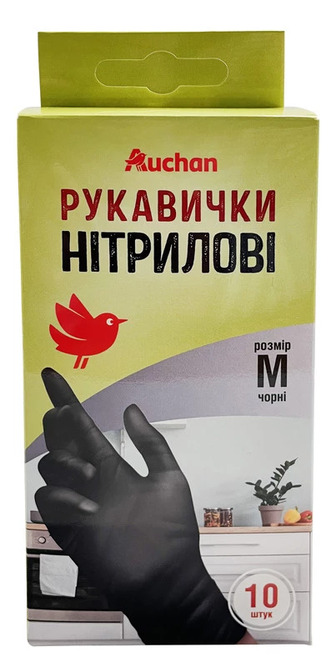 Рукавички господарські Ашан нітрилові М 10шт.