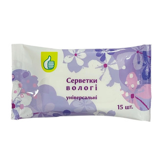Серветки вологі Pouce Блакитні універсальні 15 шт (4823090137014)