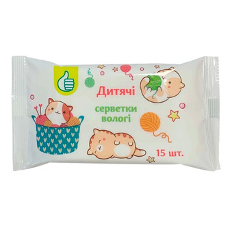 Серветки вологі Pouce Коти дитячі 15 шт (4823090136956)