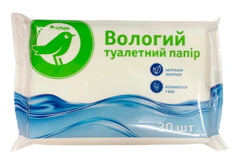Туалетний папір Auchan вологий 30 шт (4823090138844)