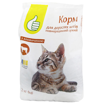 Корм сухий для дорослих котів Pouce з яловичиною 2 кг (4823090136376)