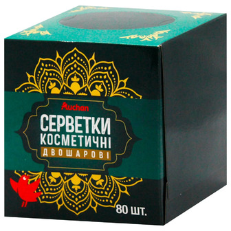 Серветки косметичні Auchan двошарові 80 шт (4823090139216)