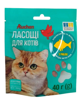 Ласощі для котів Auchan з рибою 40 г (4823090138820)