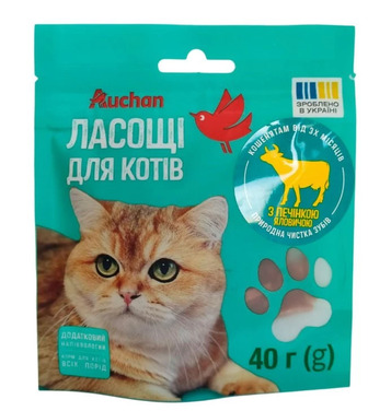 Ласощі для котів Auchan з печінкою яловичею 40 г (4823090138776)