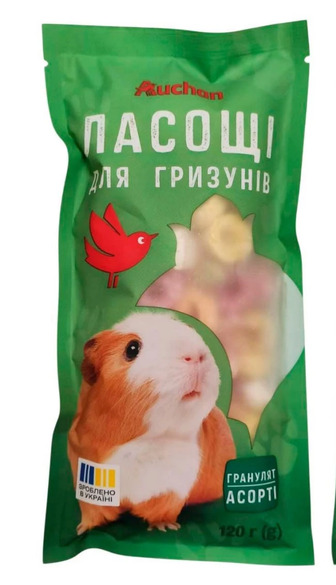 Ласощі для гризунів Auchan гранулят асорті 120 г (4823090138806)