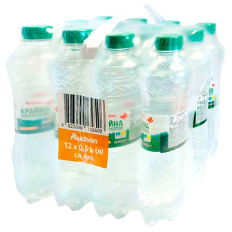 Вода мінеральна Auchan Крайна слабогазована 0.5 л 12 шт (4823090139506)