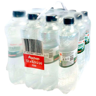 Вода мінеральна Auchan Крайна сильногазована 0.5 л 12 шт (4823090139490)