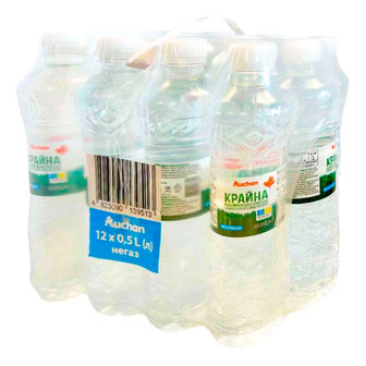 Вода мінеральна Auchan Крайна негазована 0.5 л 12 шт (4823090139513)