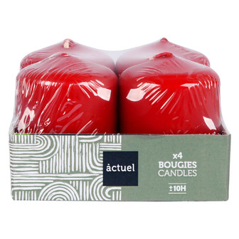 Набір свічок Actuel Red червоний 6x4 см 4 шт (3665257396381)