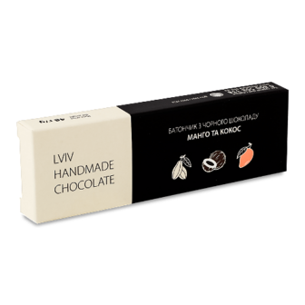 Батончик Lviv handmade chocolate з чорного шоколаду манго та кокос 48г (48г)