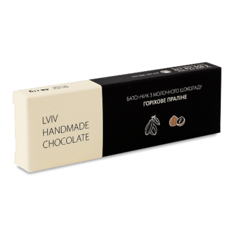 Батончик Lviv handmade chocolate з молочного шоколаду з горіховою начинкою 48г (48г)
