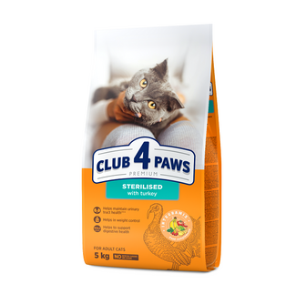 Повнораціонний сухий корм для дорослих стерилізованих котів Club 4 Paws Преміум, 5 кг, арт.krm 