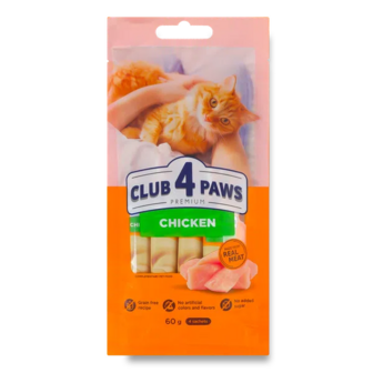 Ласощі для котів Club 4 Paws Premium кремові курка (4*15г)