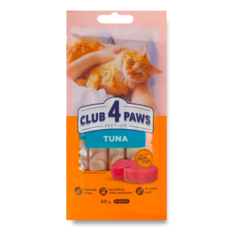 Ласощі для котів Club 4 Paws Premium кремові тунець (4*15г)