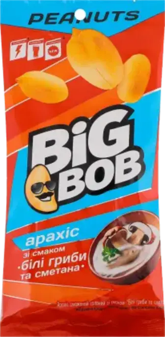 Арахіс Big Bob солоний зі смаком Білі гриби та сметана 60 г