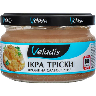 Ікра тріски Veladis пробійна слабосолена 180 г (4820121343482)