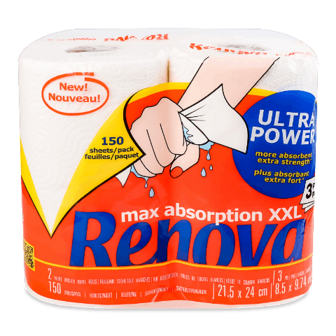 Рушники паперові Renova Ultra Power 3-шарові 2шт (2шт)