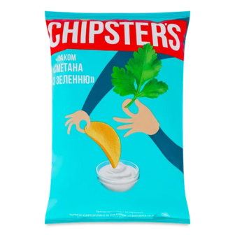 Чипси Chipster's картопляні зі смаком сметани з зеленню (100г)