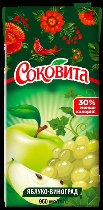 Напій Соковита Яблуко-виноград соковміс 0,95л ТПАК