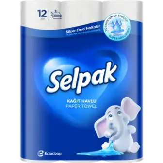 Рушники паперові Selpak 3-шарові 12 шт