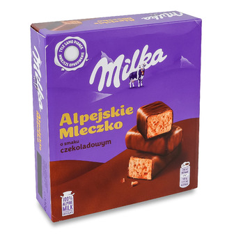 Цукерки Milka Alpejskie mleczko глазуровані молочним шоколадом зі збивним корпусом зі смаком шоколаду 330 г (7622202295584)