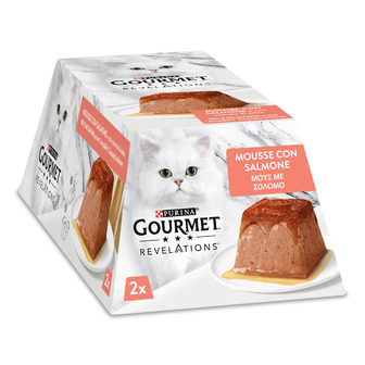 Корм вологий для дорослих котів Gourmet Revelations Мус з лососем та підливкою 57 г 2 шт (7613287071217)