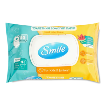 Папір туалетний Smile для дітей та підлітків вологий (40шт)