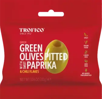 Оливки Trofico зелені без кісточок із солодкою паприкою 30 г