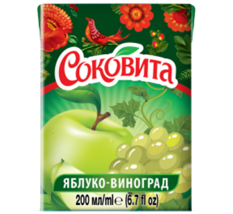 Напій Соковита Яблуко-виноград соковмісн 0,2л ТПАК