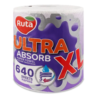 Рушник паперовий Ruta Ultra Absorb XL 3-шаровий 640 аркушів