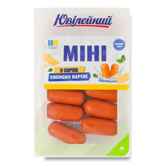 Сосиски Ювілейний Міні з сиром без оболонки в/ґ (0,25кг)